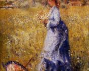 皮埃尔 奥古斯特 雷诺阿 : Girl Gathering Flowers